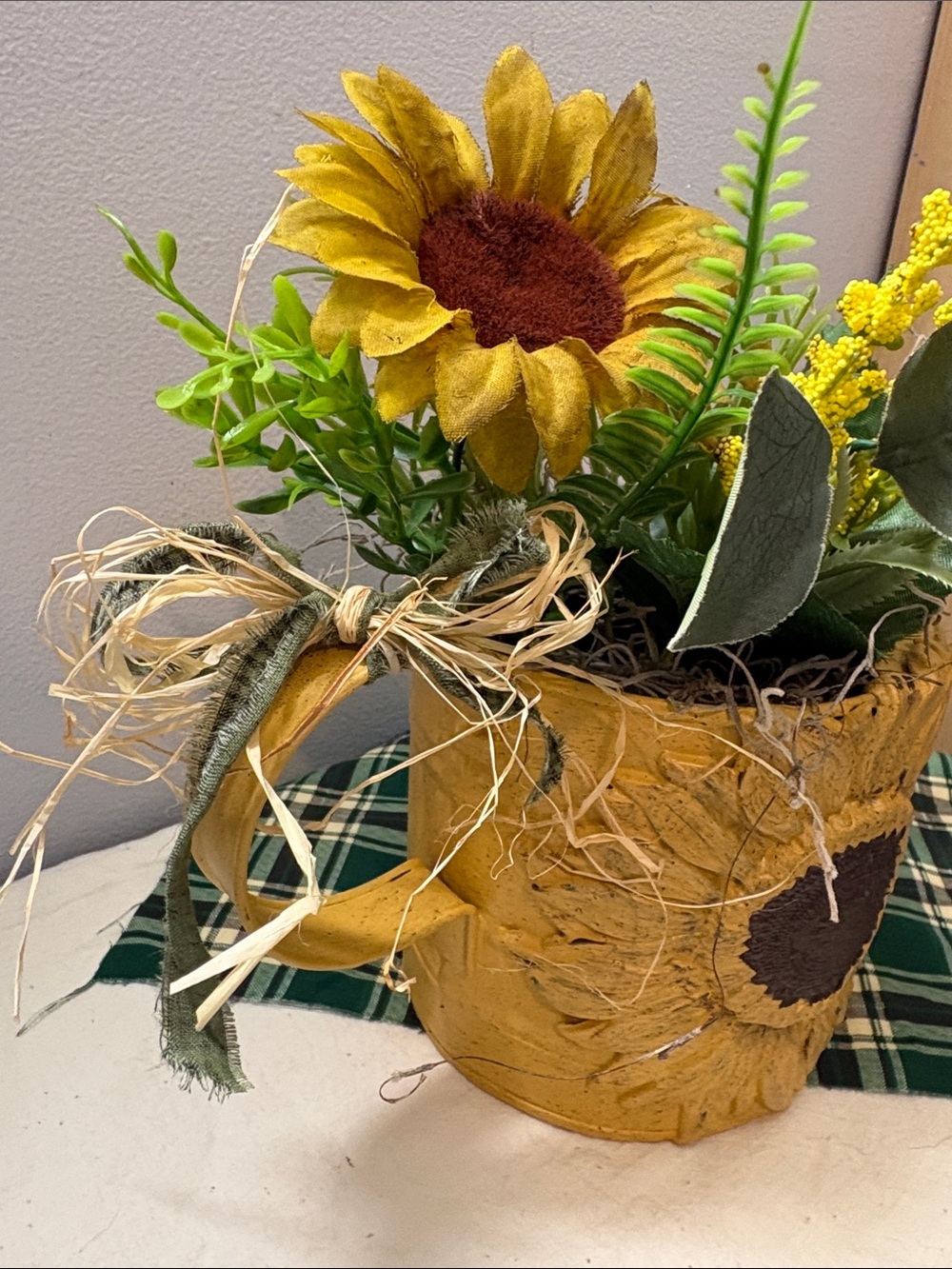 Yellow Sunflower Watering Can Floral Accents - Picture 4 of 5